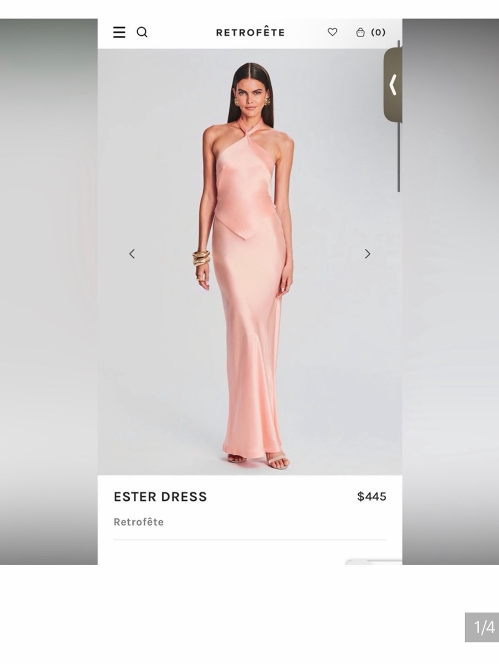 Retrofete Pink Satin Halter Maxi Dress